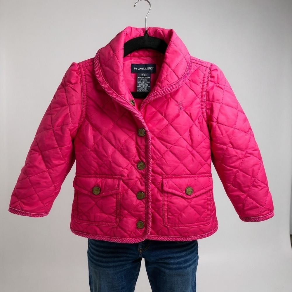 Ralph Lauren Hot Pink Quilted Barn Jacket Preppy Classic Girls 18M